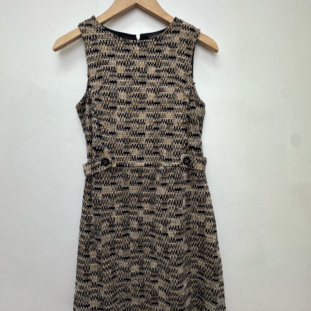 Topshop Black, Tan and blue Midi Dress